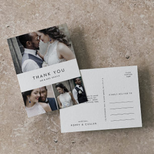 Postale Chic Typographie 3 Photo Collage Merci Carte posta
