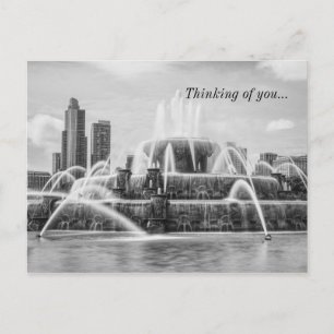 Postale Chicago Buckingham Grayscale Pensée De Carte Posta
