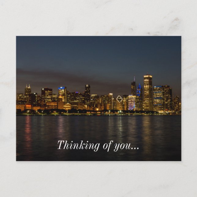 Postale Chicago Night Cityscape Penser De Vous Carte Posta (Devant)