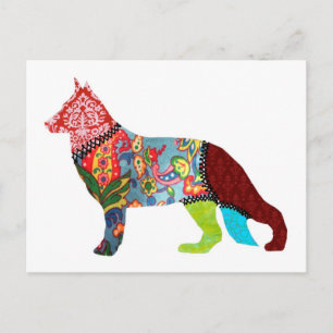 Postale Chiens de berger allemands Patchwork Animaux Carte
