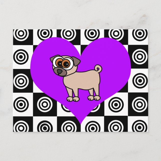 Postale Chiens de coeur - Noir, Violet, Blanc Carte Postal (Devant)