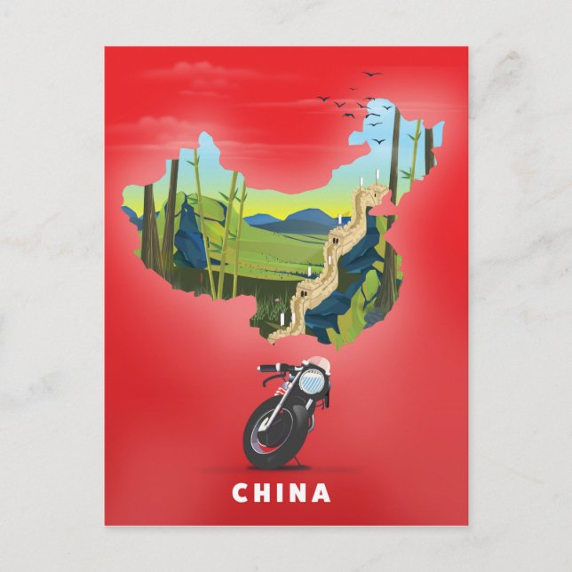 Postale Chine Carte illustrée affiche de voyage (Devant)