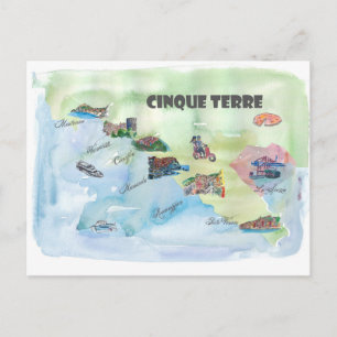Postale Chinque Terre Italie Carte de l'affiche Vintage vo