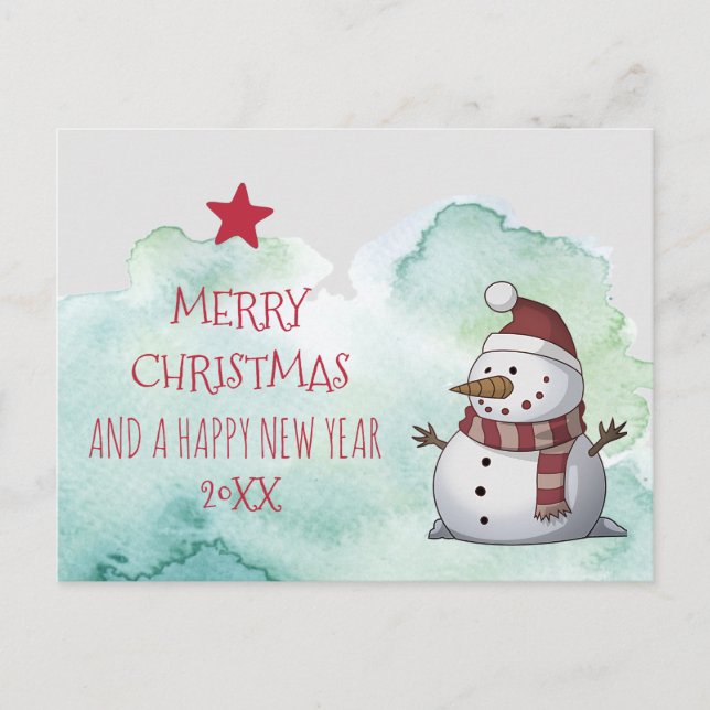 POSTALE CHRISTMAS SNOWMAN SOUHAITE LA CARTE POST (Devant)