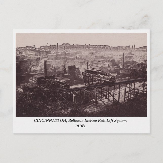 Postale Cincinnati OH, Rail Lift System vieille carte post (Devant)