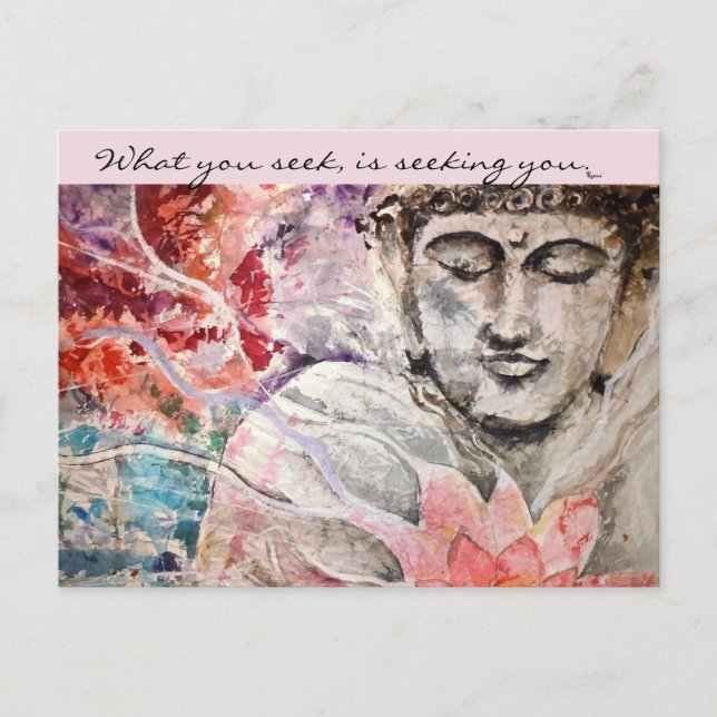 Postale Citation d'amour Rumi Bouddha Aquarelle Carte d'ar (Devant)