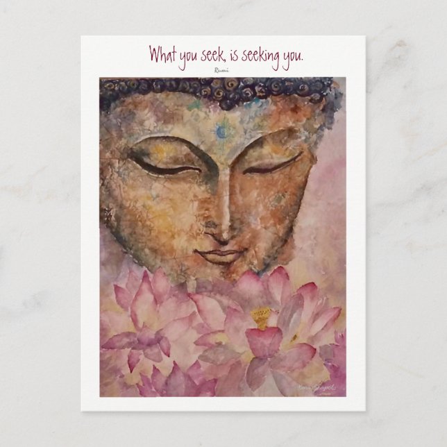 Postale Citation Zen Rumi Bouddha Watercolor Art Carte pos (Devant)