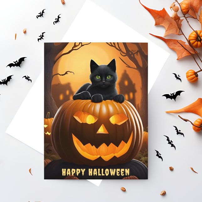 Postale Citrouille Fantomatique Joyeux Halloween Carte Pos (🎃 Spooktacular Greetings: Jack-O-Lantern Halloween Postcard! 👻)