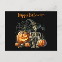 Citrouilles squelettes Carte de vœux Halloween