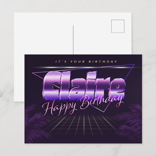 Postale Claire Name Prénom Date de naissance de la carte p (Devant / Derrière)