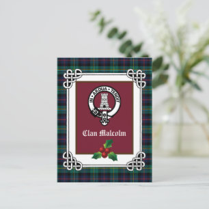 Postale Clan Malcolm Crest Badge & Tartan Holiday Carte po