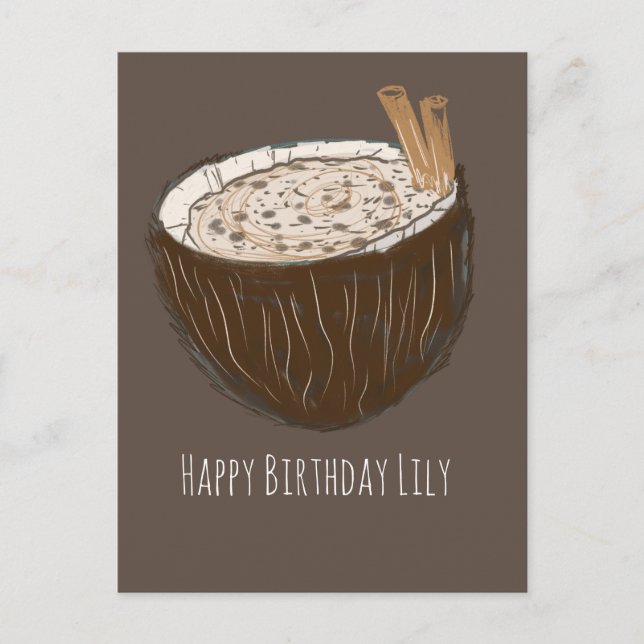 Postale Coconut Art Joyeux Anniversaire Carte Nom (Devant)
