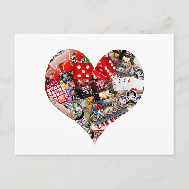 Postale Coeur - Las Vegas Jouer Forme de carte (Devant)
