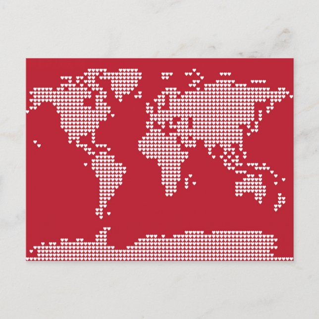 Postale Coeurs de carte du monde (Devant)