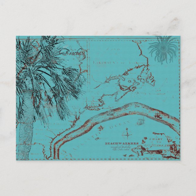 Postale Collage de carte de l'océan vintage Turquoise (Devant)