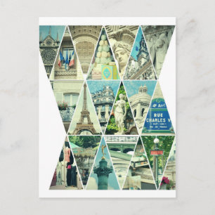 Postale Collage photo Triangle Paris tendance - Carte post