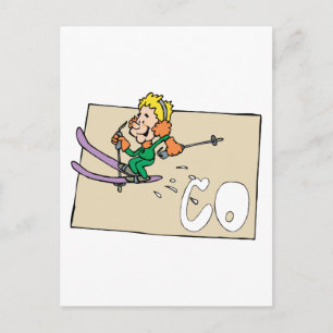 Postale Colorado CO État du Colorado Carte et skieur