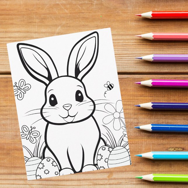 Postale Coloriez votre propre carte de Pâques Lapin ! (Créateur téléchargé)