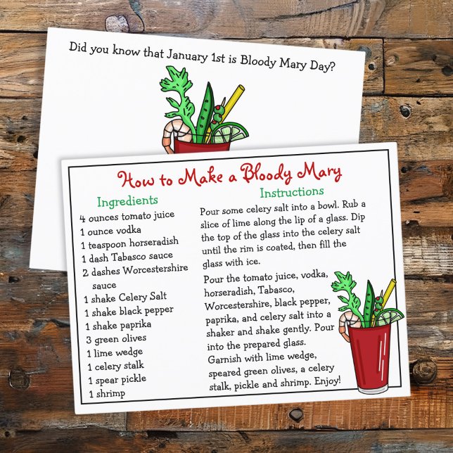 Postale Comment faire une carte de recettes Bloody Mary (Créateur téléchargé)