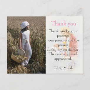 Postale communion merci note carte photo personnalisé