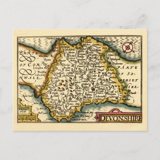 Postale Comté de Devon (Devonshire) Angleterre Carte Antiq (Devant)