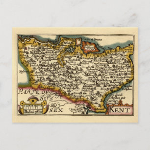 Postale Comté de Kent Angleterre Ancienne Carte Antiquaire