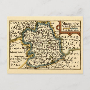 Postale Comté de Shropshire Angleterre Ancienne Carte Anti