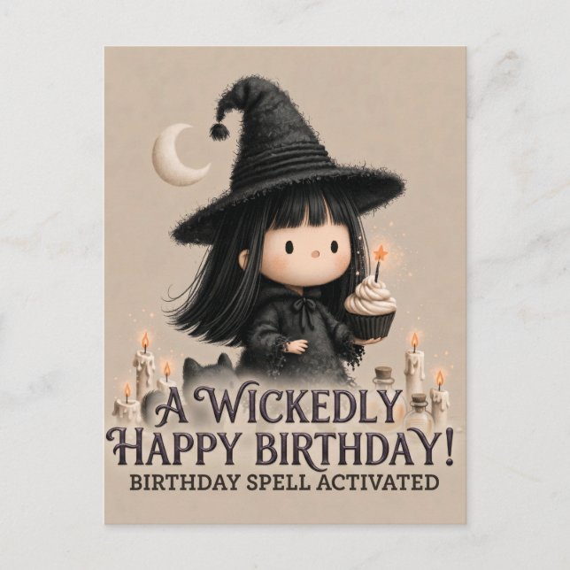Postale Conception de carte d'anniversaire de sorcière mig (Devant)