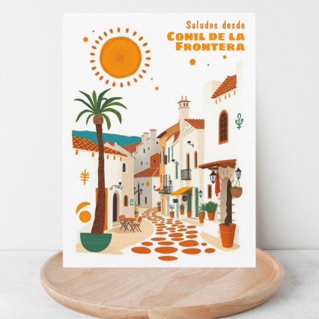 Postale Conil de la Frontera Espagne Ville blanche Carte p (Créateur téléchargé)