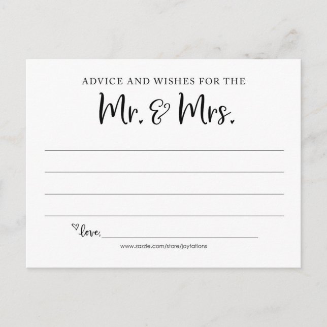 Postale Conseils et vœux pour la carte Mr et Mrs (Devant)