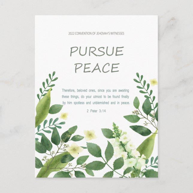 Postale Convention JW 2022 - fleurs blanches vertes Carte  (Devant)