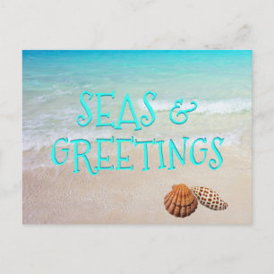 Postale Coquilles de plage Mers et salutations Carte de No