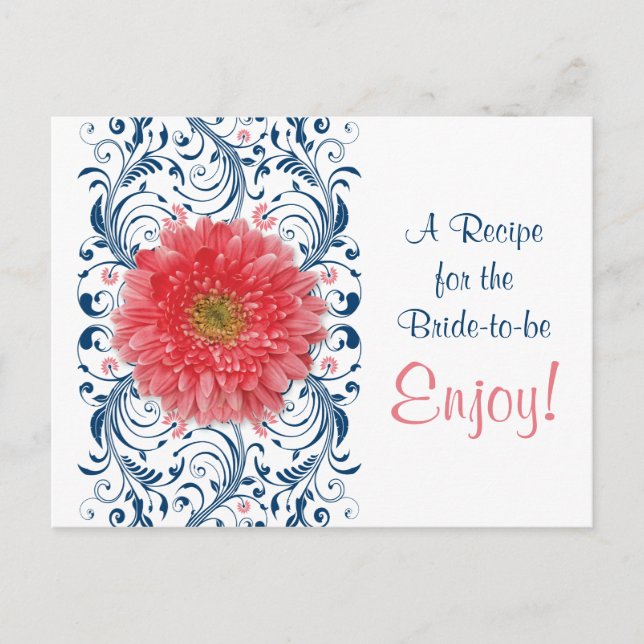 Postale Coral Gerbera Daisy Marine Recette Carte Fête des  (Devant)