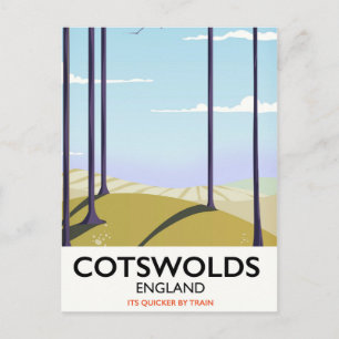 Postale Cotswolds paysage carte de voyage ferroviaire