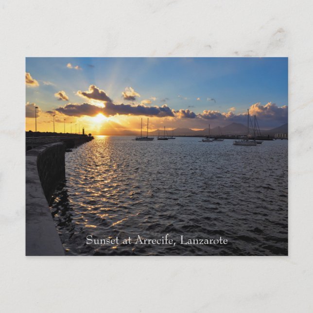 Postale Coucher de soleil à Arrecife, Lanzarote, Carte pos (Devant)