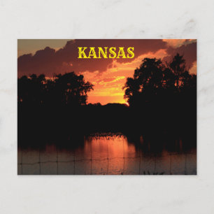 Postale Coucher de soleil Kansas avec silhouettes, carte p