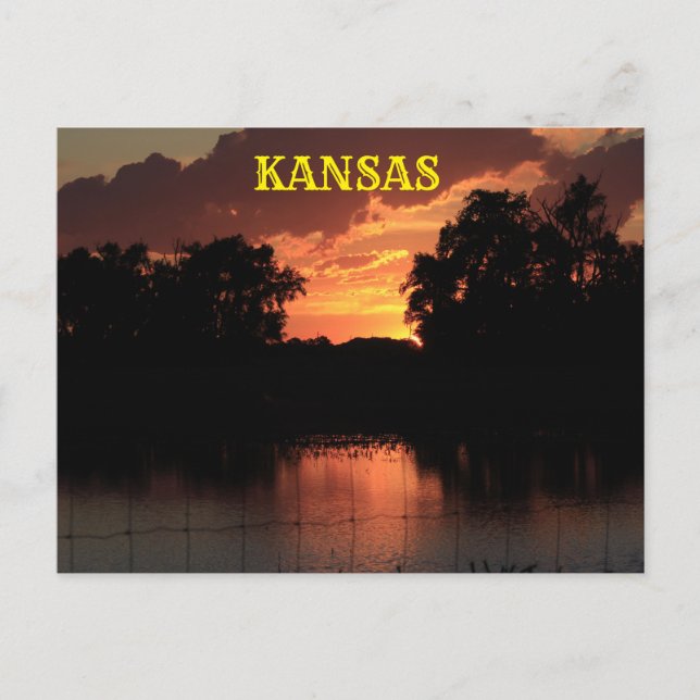 Postale Coucher de soleil Kansas avec silhouettes, carte p (Devant)