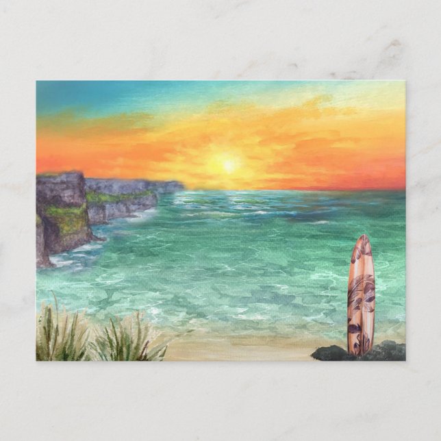 Postale Coucher de soleil océanique à l'aquarelle | Carte  (Devant)