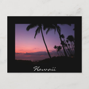 Postale Coucher de soleil rose et violet noir Hawaii carte