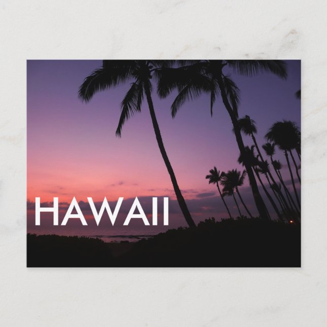 Postale Coucher de soleil tropical violet Hawaii carte pos (Devant)