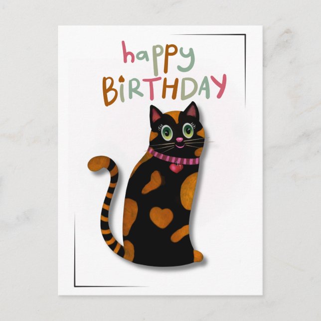 Postale Couleurs vives jolie Chat Carte d'anniversaire (Devant)