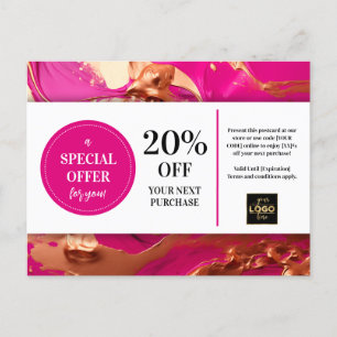 Postale Coupon de peinture or rose Magenta réduction Carte