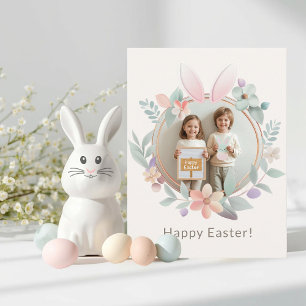 Postale Couronne de Pâques élégante de lapin Photo Carte p