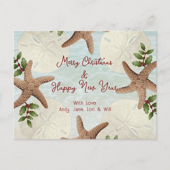 Postale Couronne de plage Dollars de sable Carte de Noël (Devant)