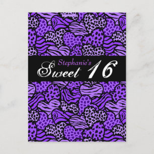 Postale Cours de motif animal pourpre Sweet 16 Carte posta