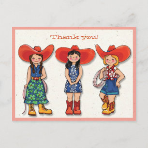 Postale Cowgirl Merci ! Carte