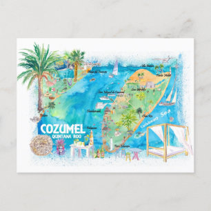 Postale Cozumel Quintana Roo Mexique Carte de voyage illus
