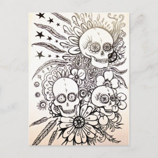 Postale crâne de sucre jour mort tatouage art carte postal