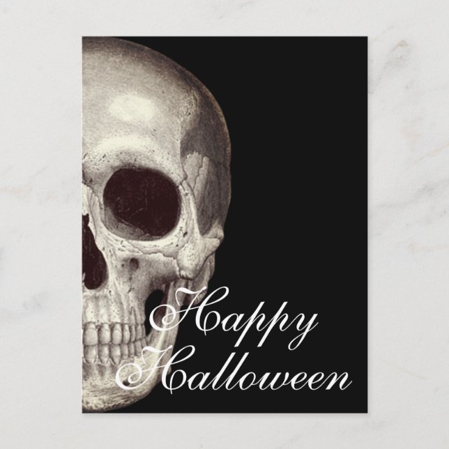 Postale Crâne mort effrayant Carte de vœux Halloween joyeu (Devant)