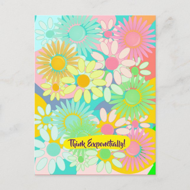 Postale Crazy Daisy Bloom Pense Exponentiellement! carte p (Devant)